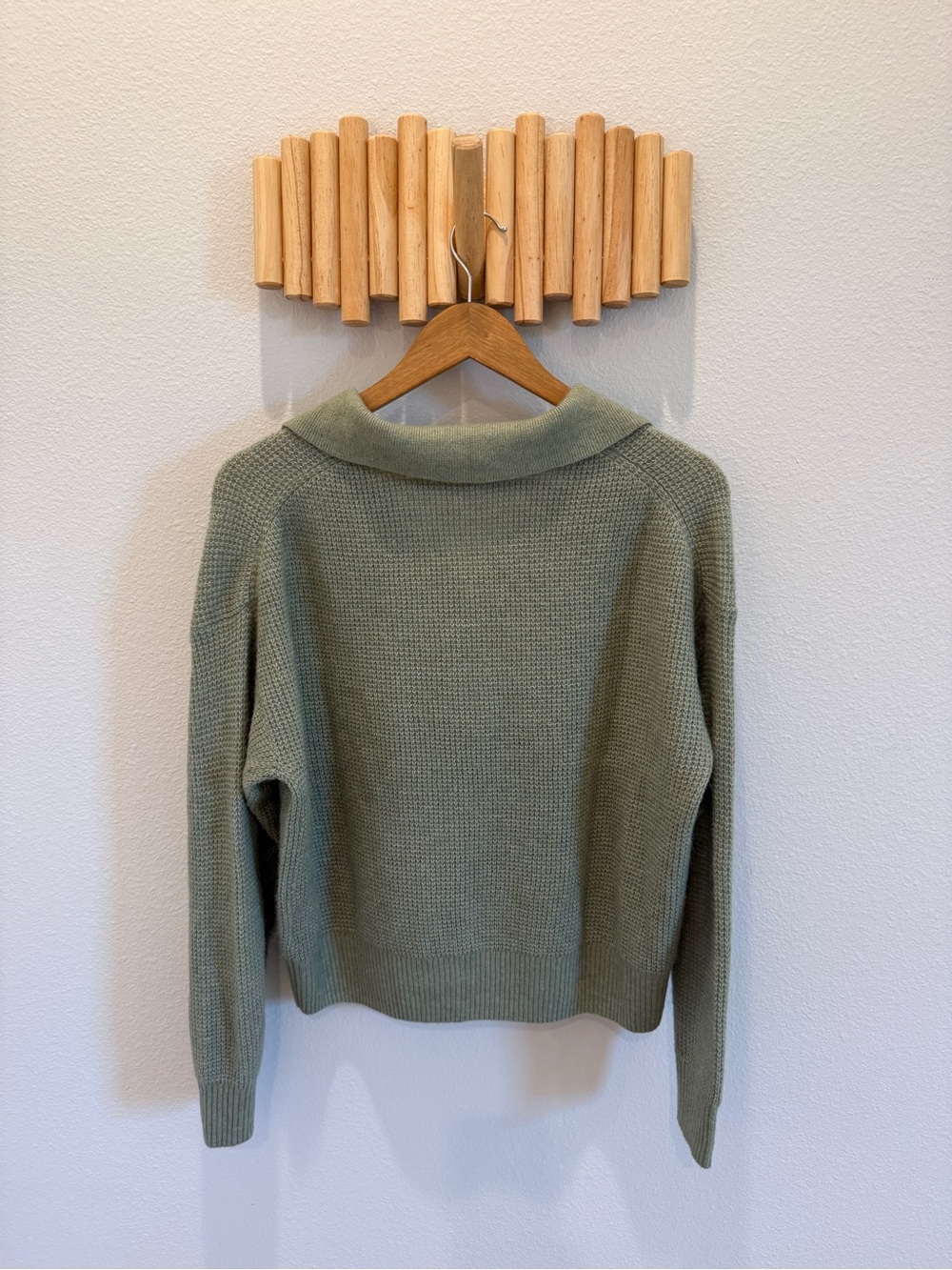 New Quince Baby Alpaca Waffle Stitch Polo Sweater - Picture 4 of 6